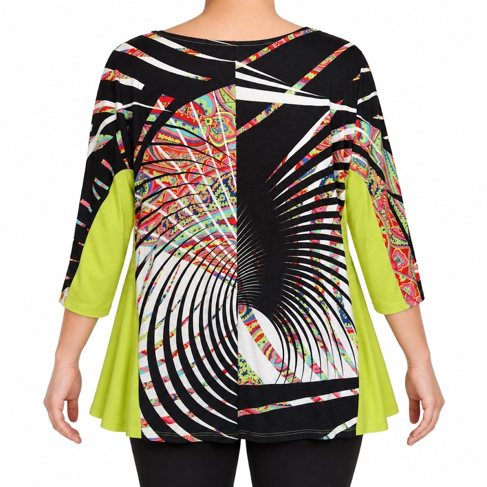 IC By Connie K  Tunic Top Women M Multicolor Abstract Print Paisley 3/4 Sleeve - Picture 2 of 13